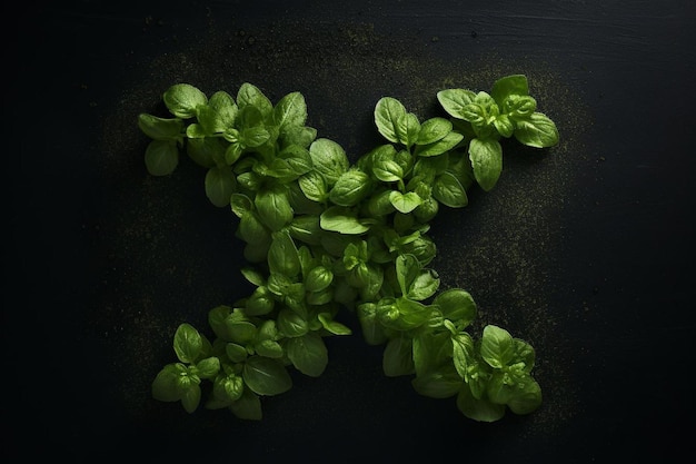 a letter made of basil