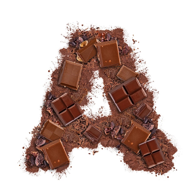 Letter A made of chocolate bar