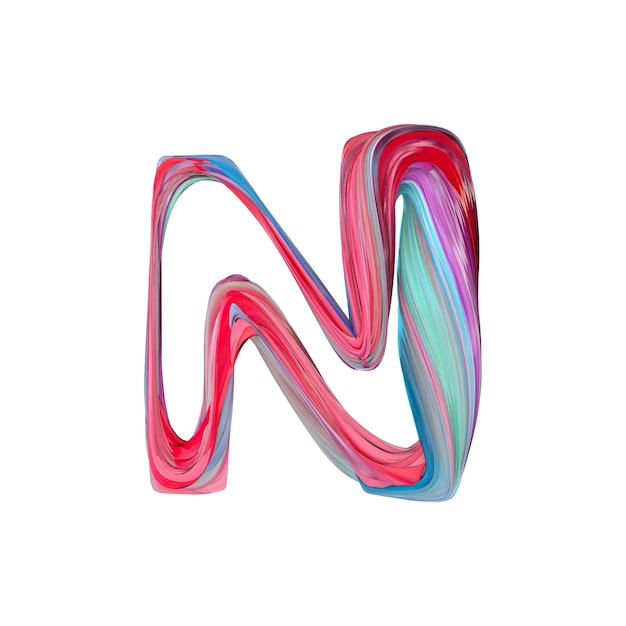 Letter N abstracte alfabet 3D-rendering