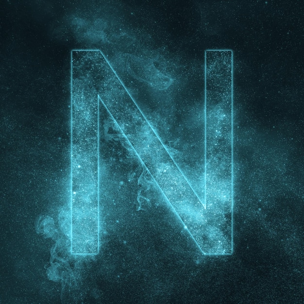 Photo letter n alphabet symbol. space letter, night sky letter.