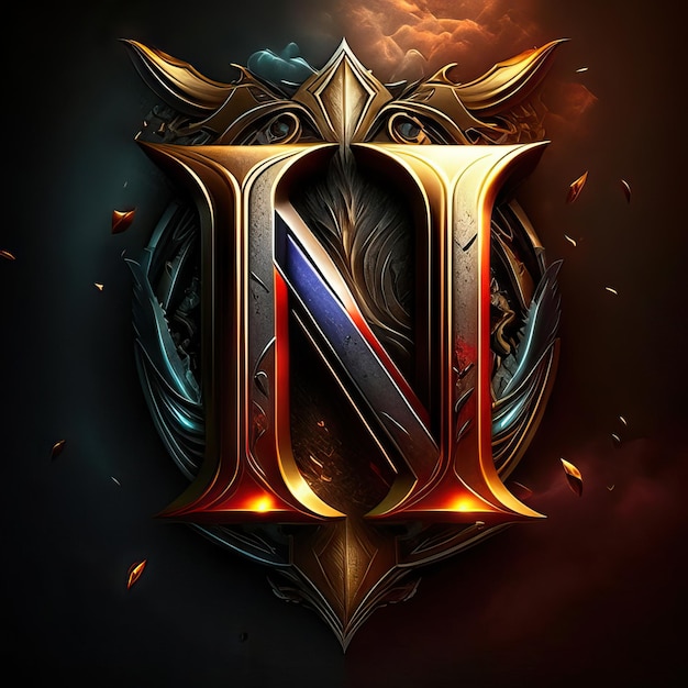 Логотип буквы N в золоте