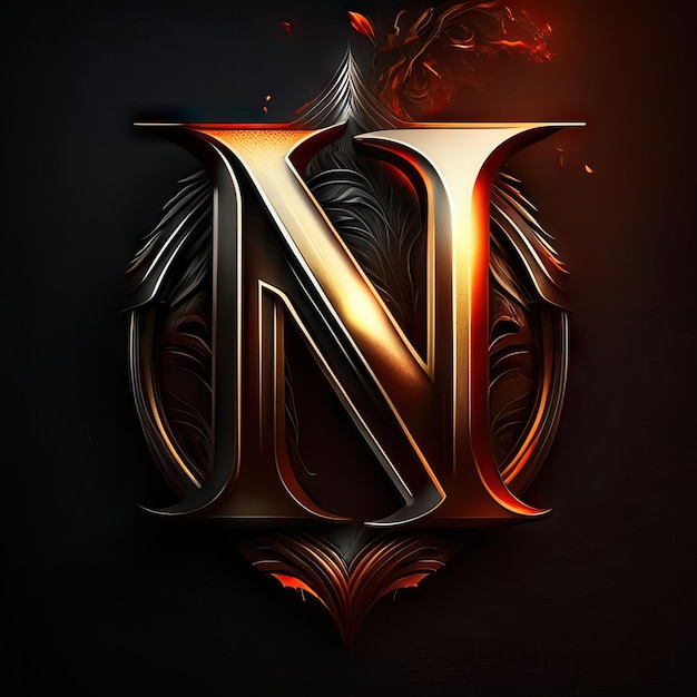 Фото Логотип буквы n в золоте