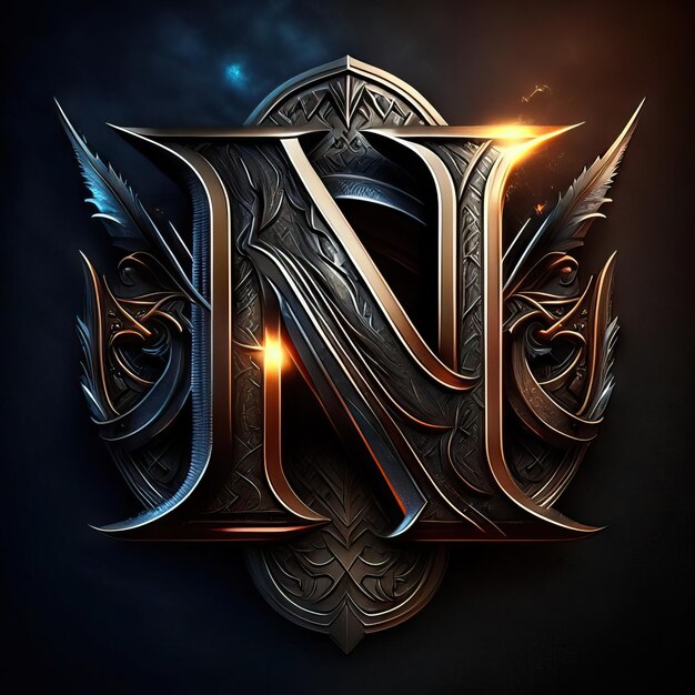 Letter N-logo in goud