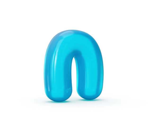 Letter n made of Aqua blue jelly liquid 3d alphabet small letters 3d illustration