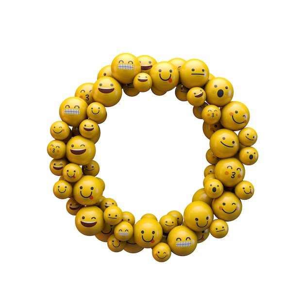 Letter O emoji-tekenlettertype 3D-rendering