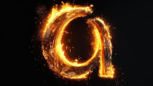 A letter o is made with fire and flames.