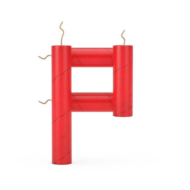 Letter P as Dynamite Sticks Alphabet Collection on a white background. 3d Rendering