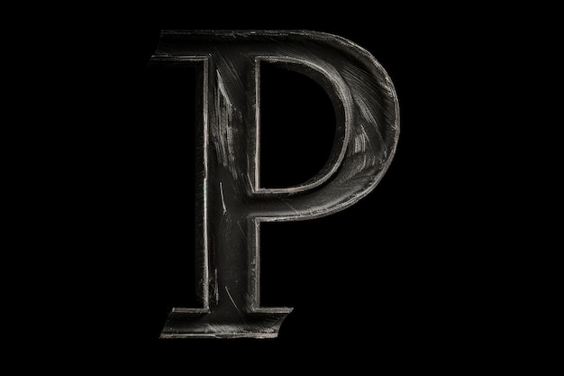 Letter p chalkboard style on black background