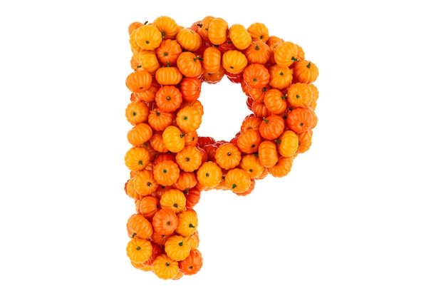 Letter P from Pumpkins 3D rendering