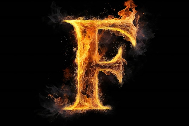 The letter p is in flames