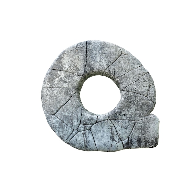 Photo letter q cracked grunge stone rock font d rendering