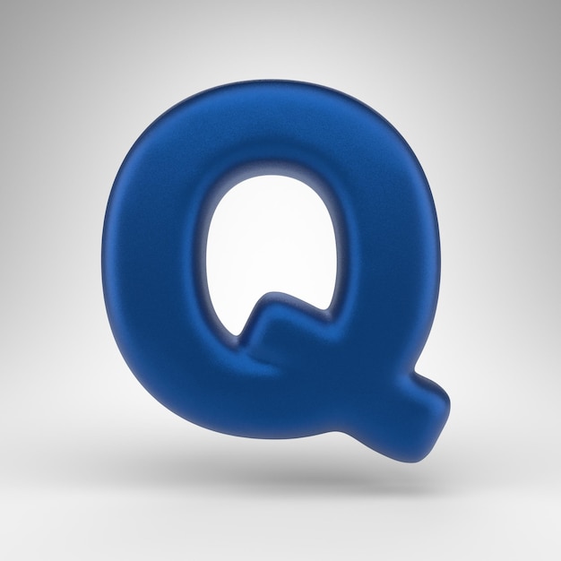 Letter Q hoofdletters op witte achtergrond. Geanodiseerd blauw 3D-gerenderde lettertype met matte textuur.