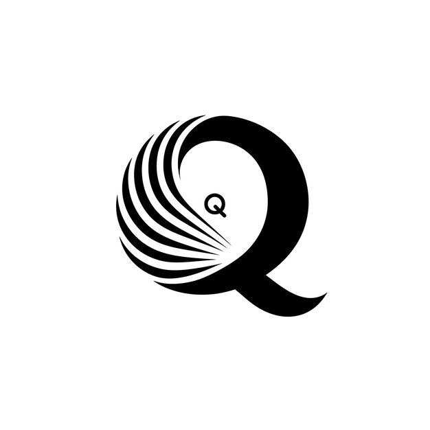 Photo letter q with dynamic logo design style with q shaped into a creative idea concept simple minimal