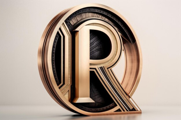 Letter r art deco style on white background