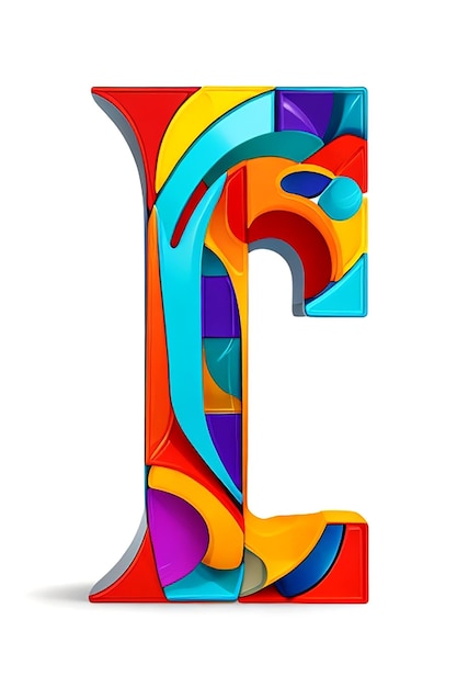 Photo letter r as a puzzle with multicolor