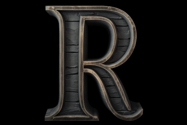 Photo letter r chalkboard style on black background