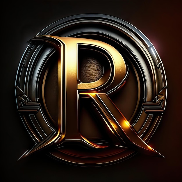 Letter R-logo met gouden en rode details