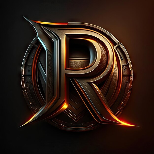 Letter R logo with gold and red details