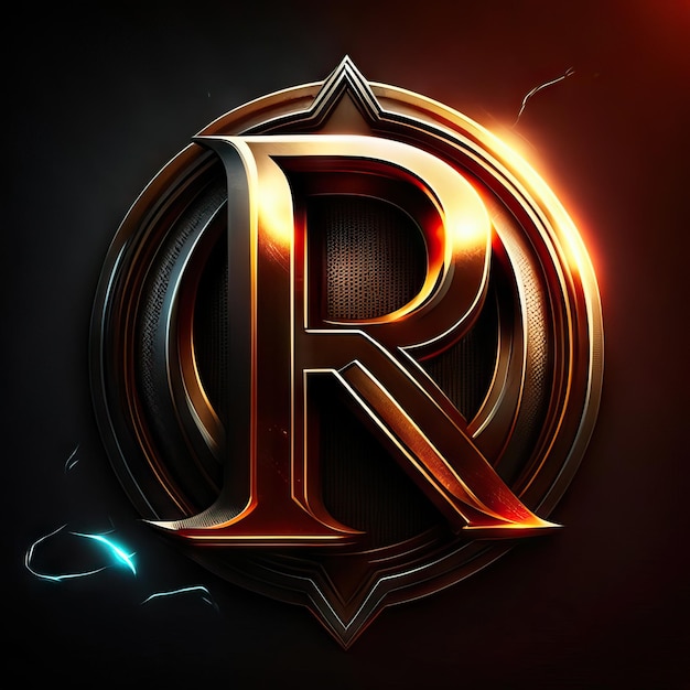 Letter R logo with gold and red details