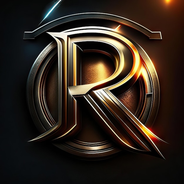 Letter R logo with gold and red details