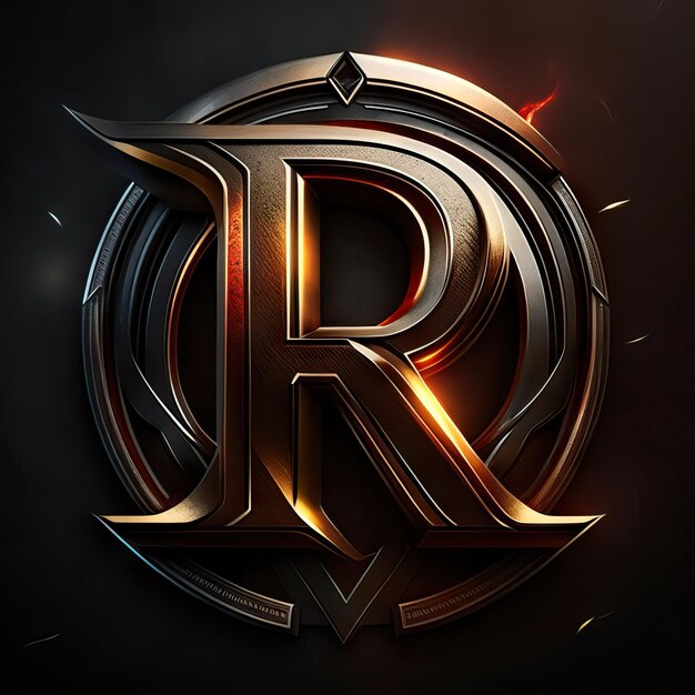 Letter R logo with gold and red details