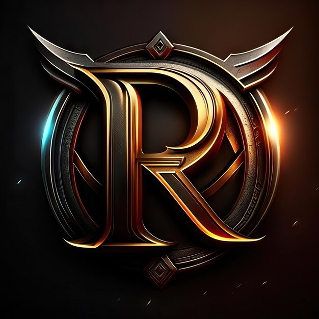 Letter R logo with gold and red details