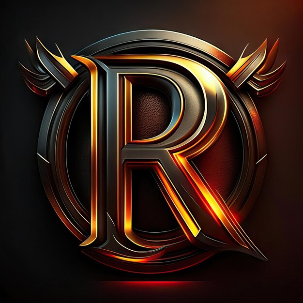 Letter R logo with gold and red details