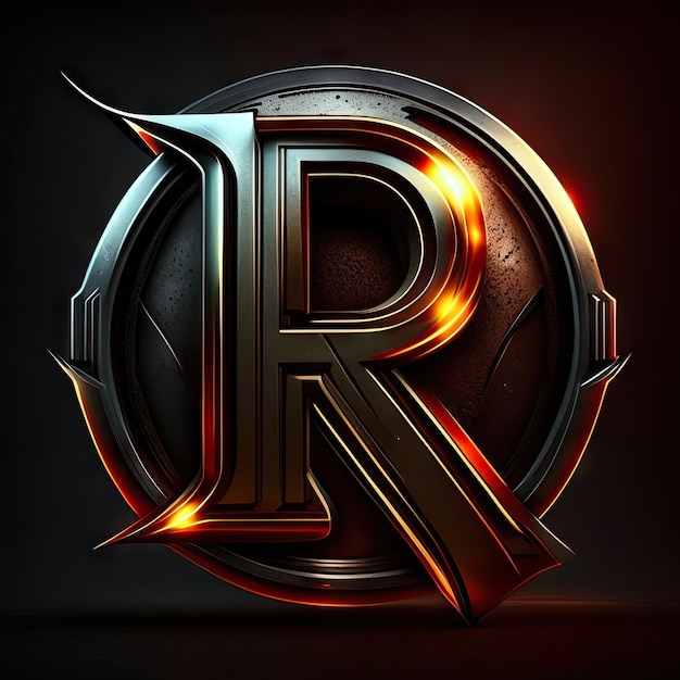 Letter R logo with gold and red details