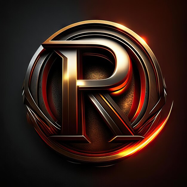 Letter R logo with gold and red details