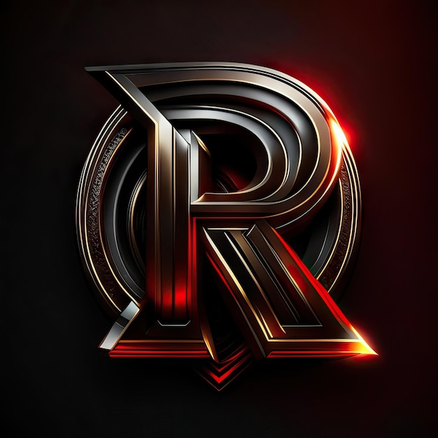 Letter R logo with gold and red details