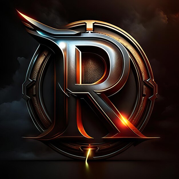 Photo letter r logo with gold and red details