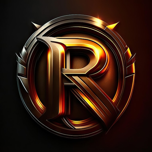 Letter R logo with gold and red details