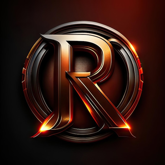 Letter R logo with gold and red details