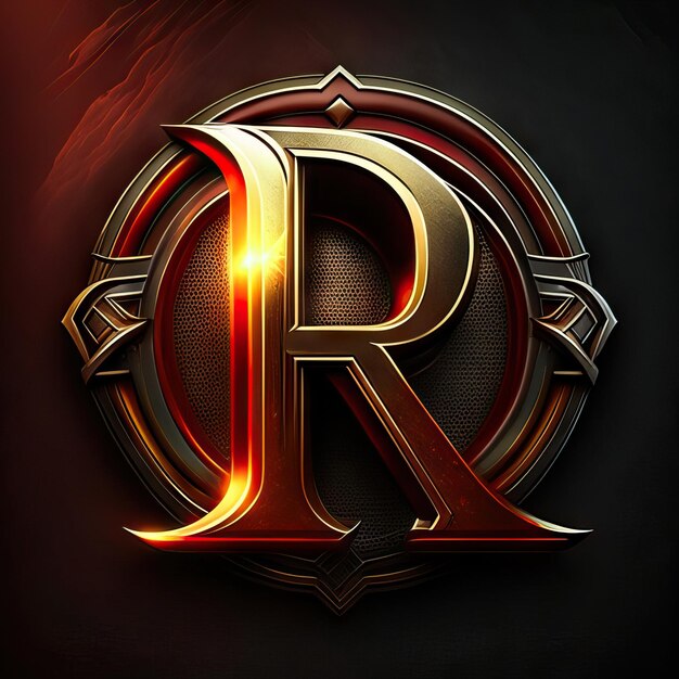 Letter R logo with gold and red details