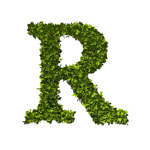 Letter r natuur blad alfabet d rendering