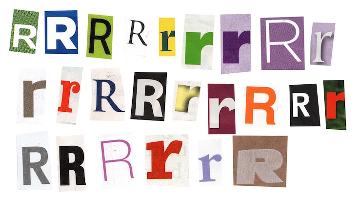 Foto letter r tijdschrift uitgesneden lettertype losgeld brief geïsoleerd collage elementen voor tekst alfabet hand mad