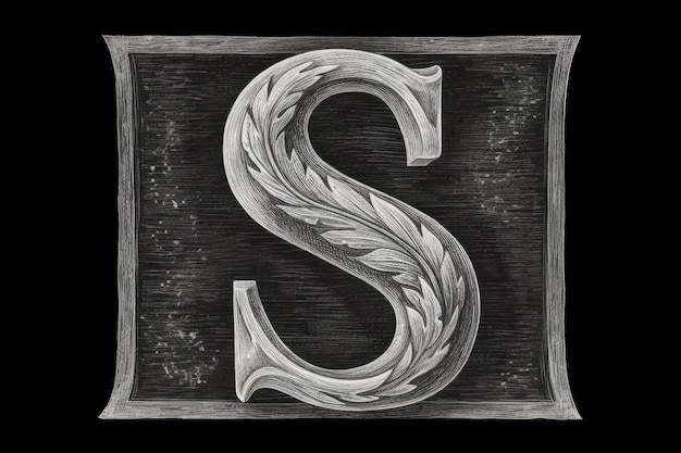 Letter s chalkboard style on white background