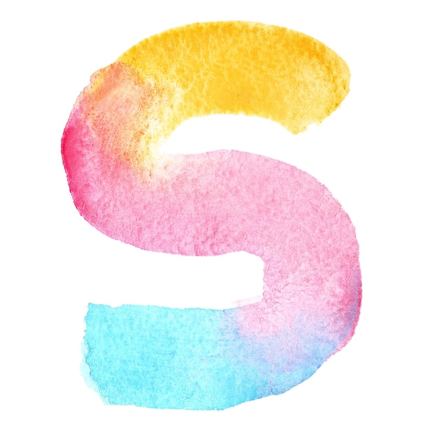 Letter S - colorful watercolor abc