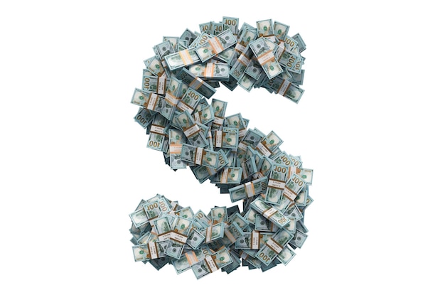 Letter S from dollar packs 3D rendering