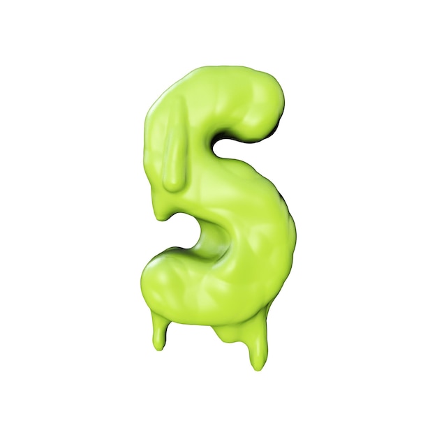 Letter s green slime oozing halloween font d rendering