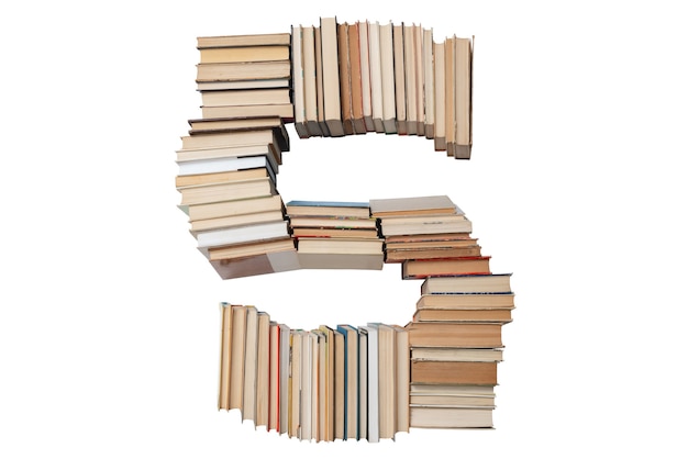 Letter S made of books isolated on white