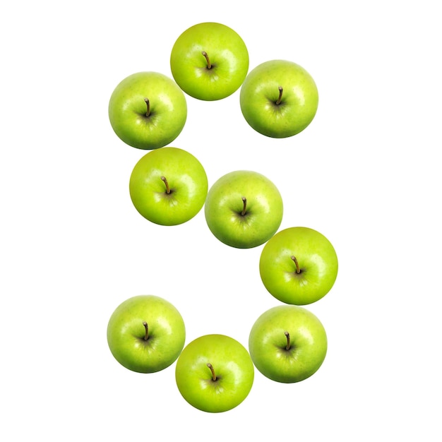 Letter S made of green apples. Part of the collection