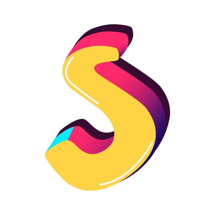 Foto letter s png gele funky gestileerde typografie