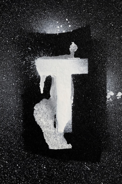 Letter T grunge spray paninted stencil lettertype