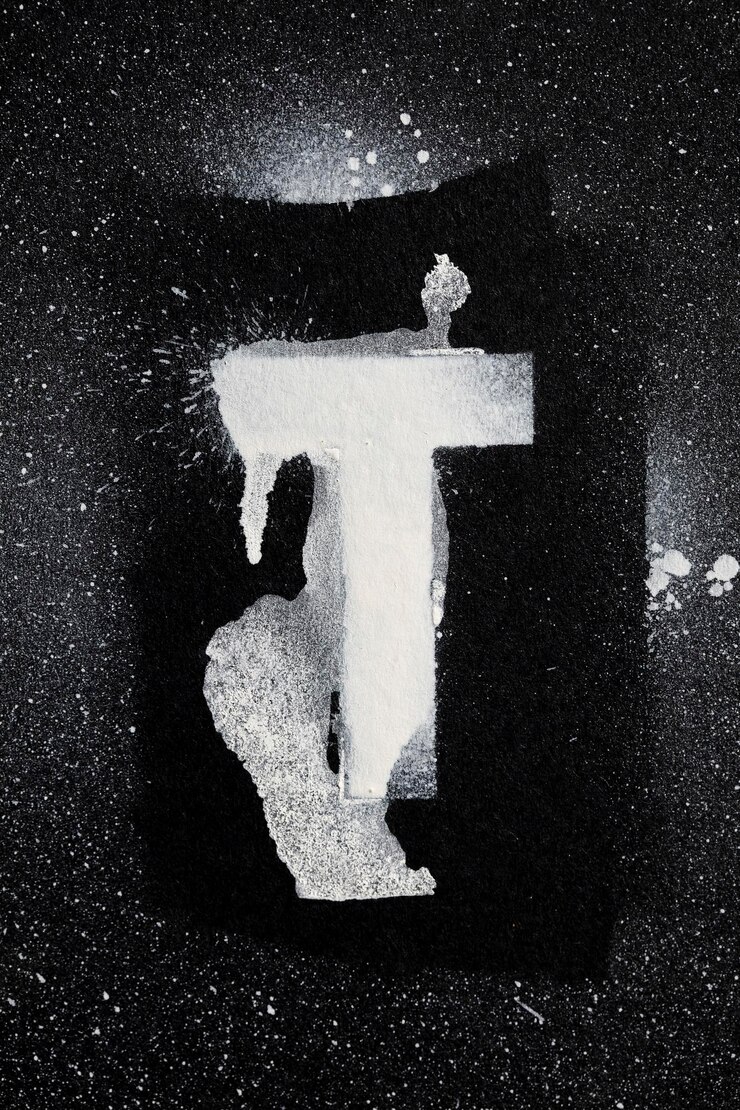 Foto letter t grunge spray paninted stencil lettertype