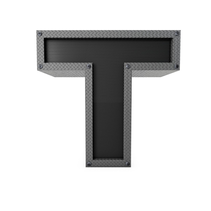 Foto letter t industriële metalen type d rendering