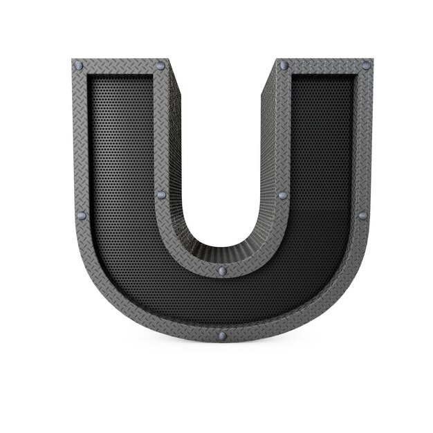 Letter u industriële metalen type d rendering