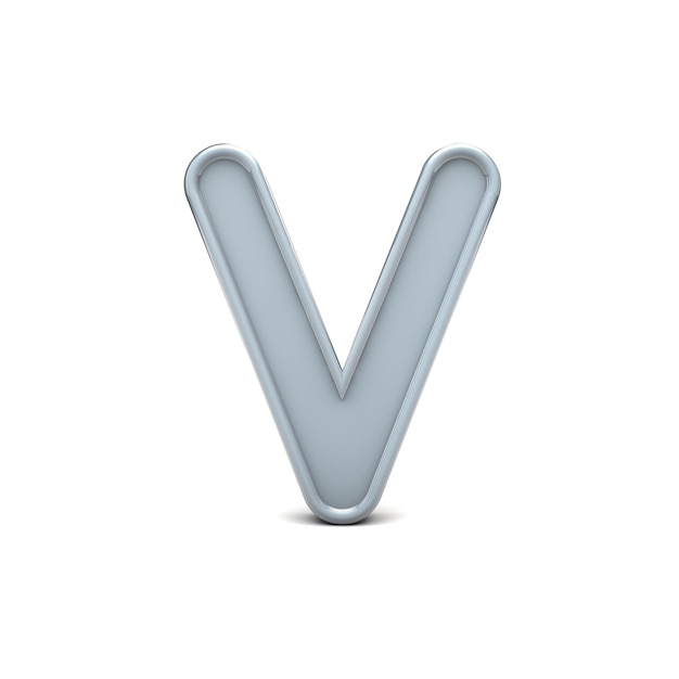 Letter V beveled capital letter 3D Rendering