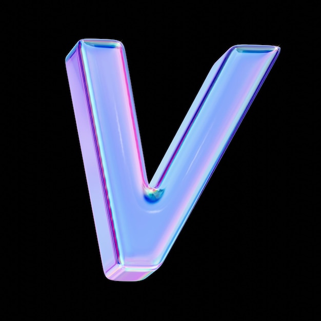 Letter V in chromatische 3D-stijl