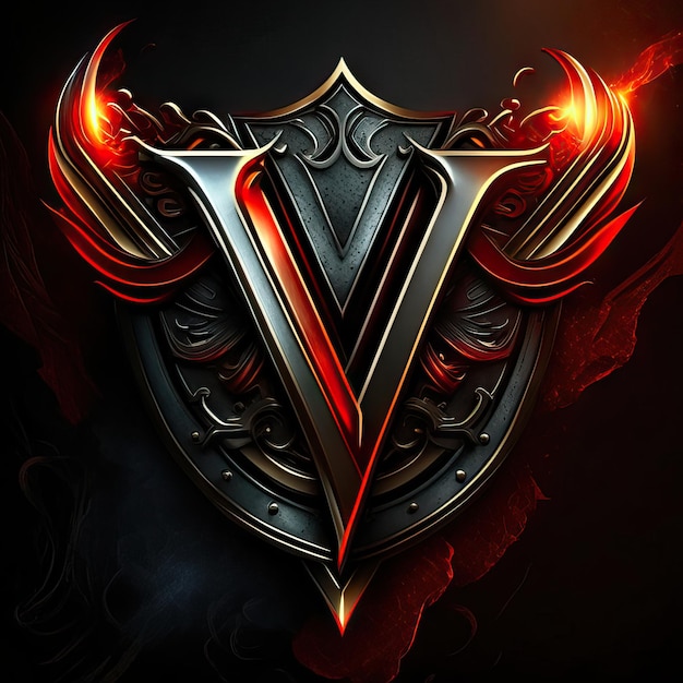 Letter V logo in gold and red